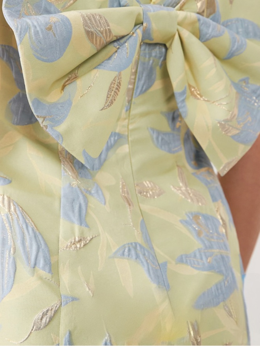 ASOS LUXE Tailored Mini Dress in Yellow and Blue Jacquard Floral NWT Size 14 - Picture 3 of 8